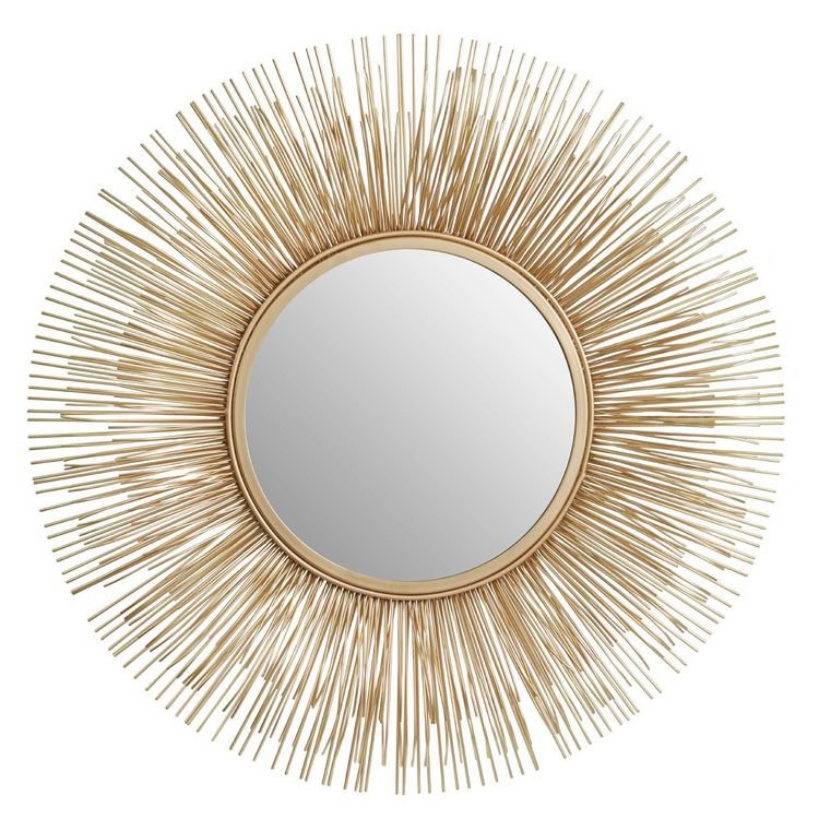 Templar Gold Finish Netal Rods and Mirrored Glass Round Wall Mirror