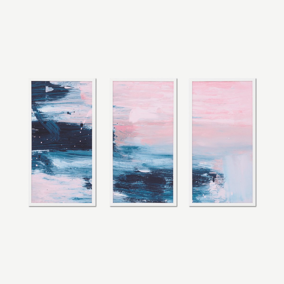 Textured Brush Strokes Set of 3 Framed Prints by Dan Hobday, 30 x 60 cm
