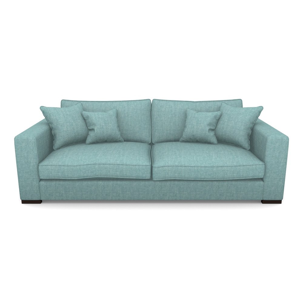 Stourhead 4 Seater Sofa in Mottled Linen Cotton- Turquoise