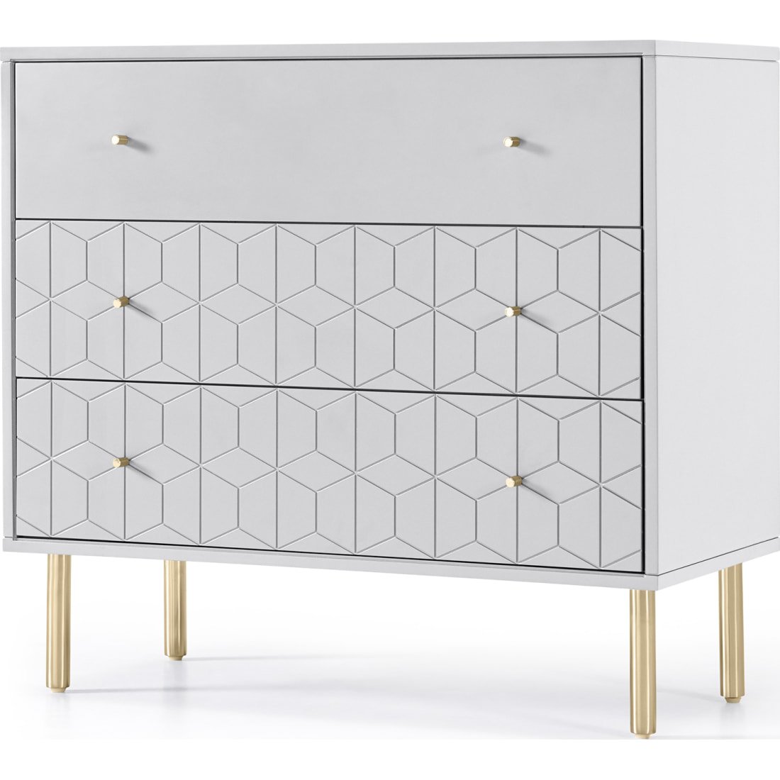 Hedra Chest of Drawers, Grey and Brass