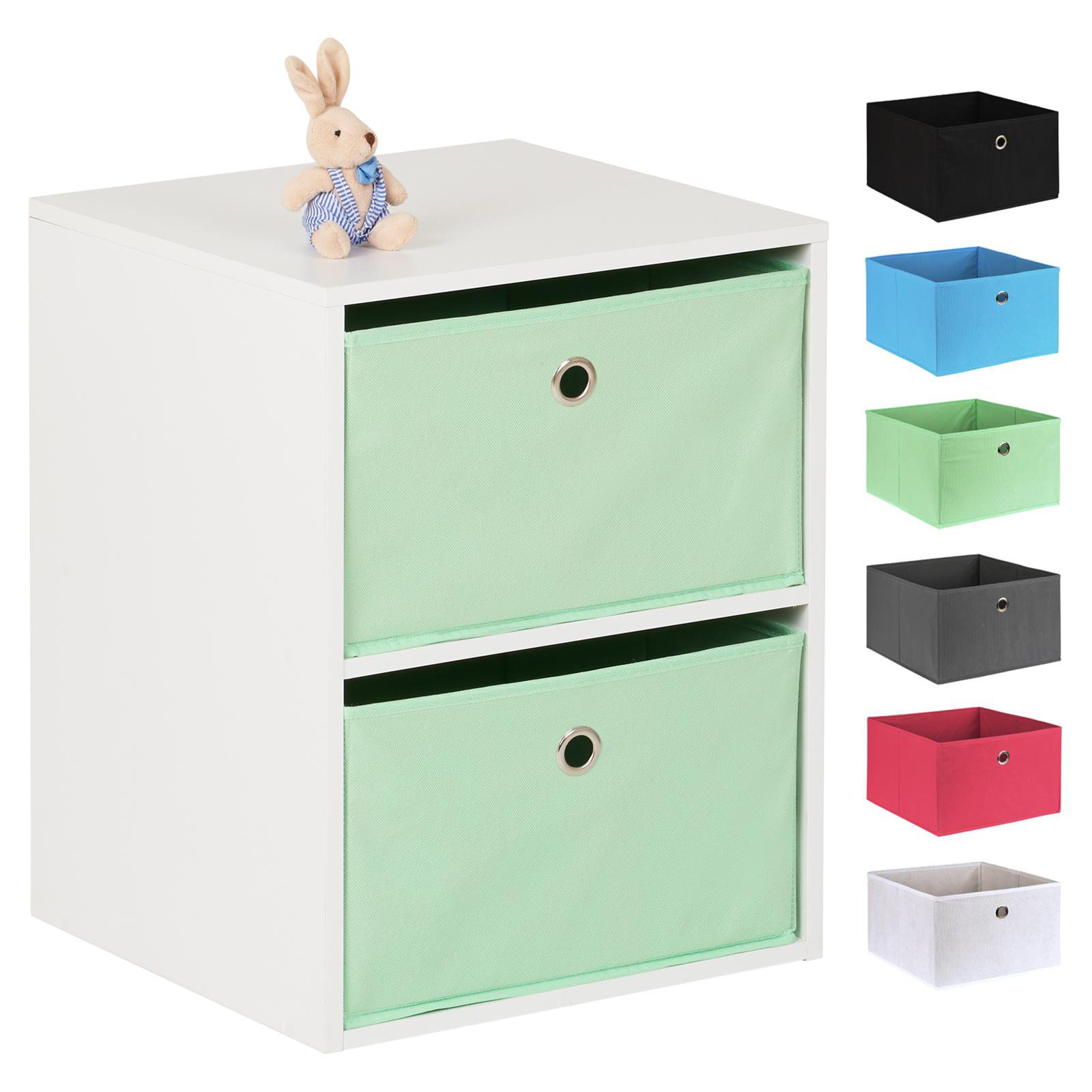 Hartleys White 2 Cube Kids Storage Unit & 2 Easy Grasp Box Drawers - Mint
