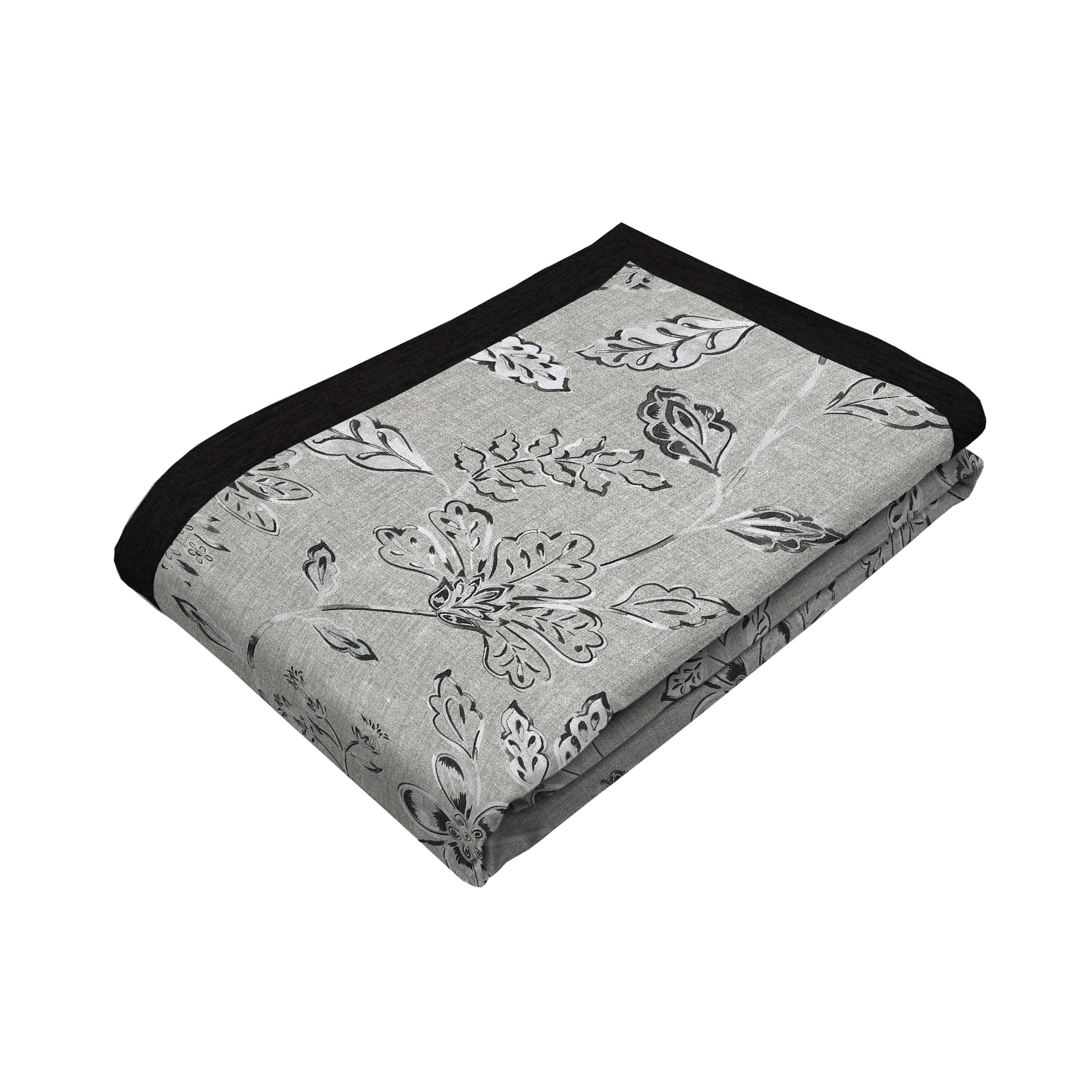 Eden Charcoal Grey Printed Throws and Runners, Regular (130cm x 200cm)
