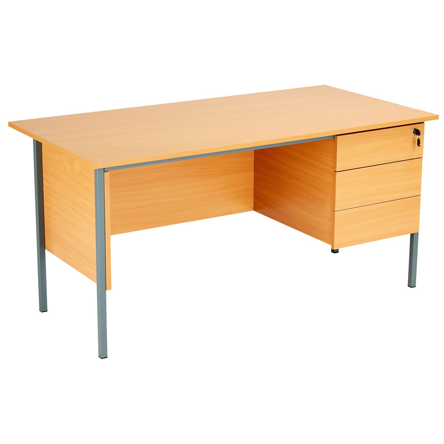 Primo Clerical Desk With 3 Drawers, Warm Beech