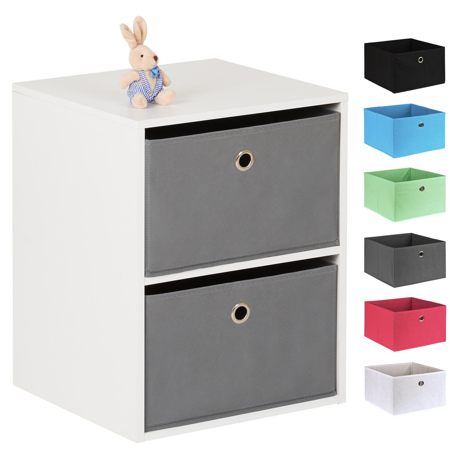 Hartleys White 2 Cube Kids Storage Unit & 2 Easy Grasp Box Drawers - Grey