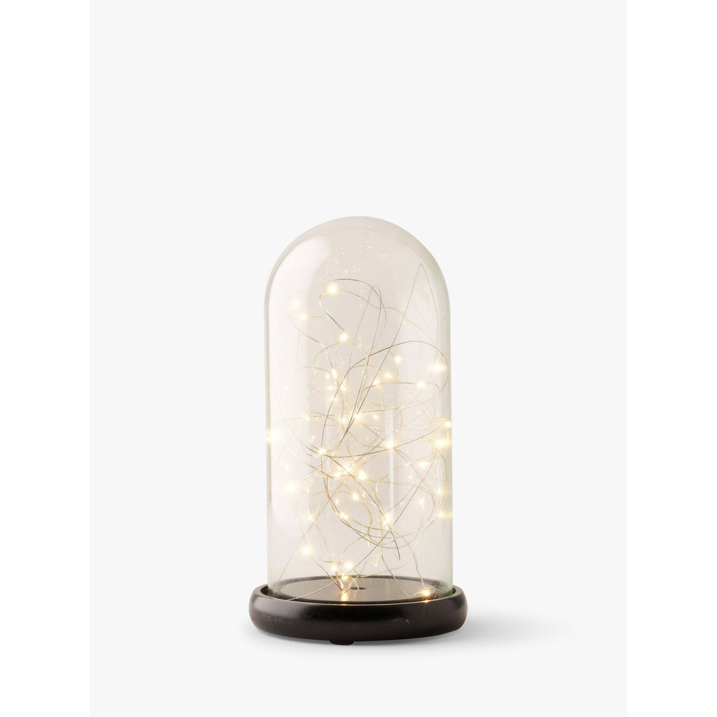 Truly Glass LED Fairy Lights Bell Jar with Wood Base, Clear/Natural