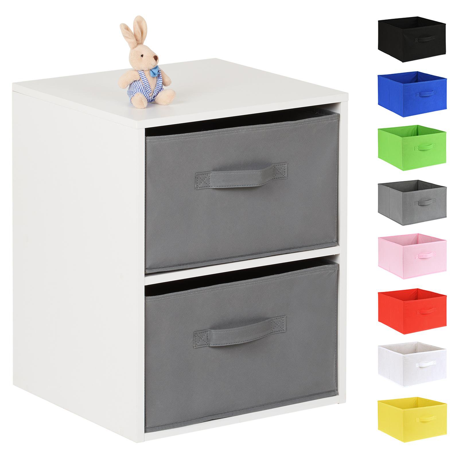 Hartleys White 2 Cube Kids Storage Unit & 2 Handled Box Drawers - Grey