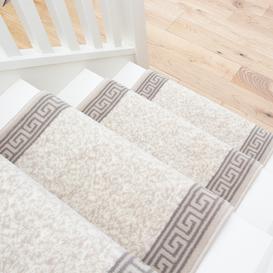 Cream Bordered Stair Carpet Runner - Cut to Measure - Scala - 1ft