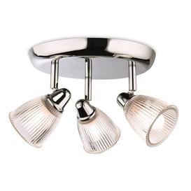Firstlight 3748CH 3 Way Bathroom Ceiling Spot Light In Chrome With Clear Glass Shades