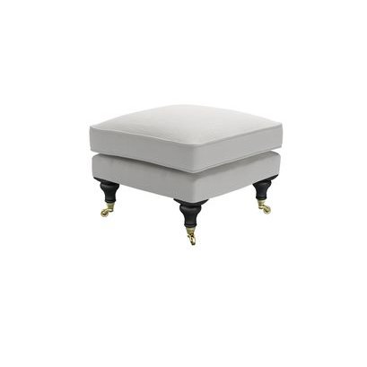 Bluebell Small Square Footstool in Alabaster Brushed Linen Cotton - sofa.com