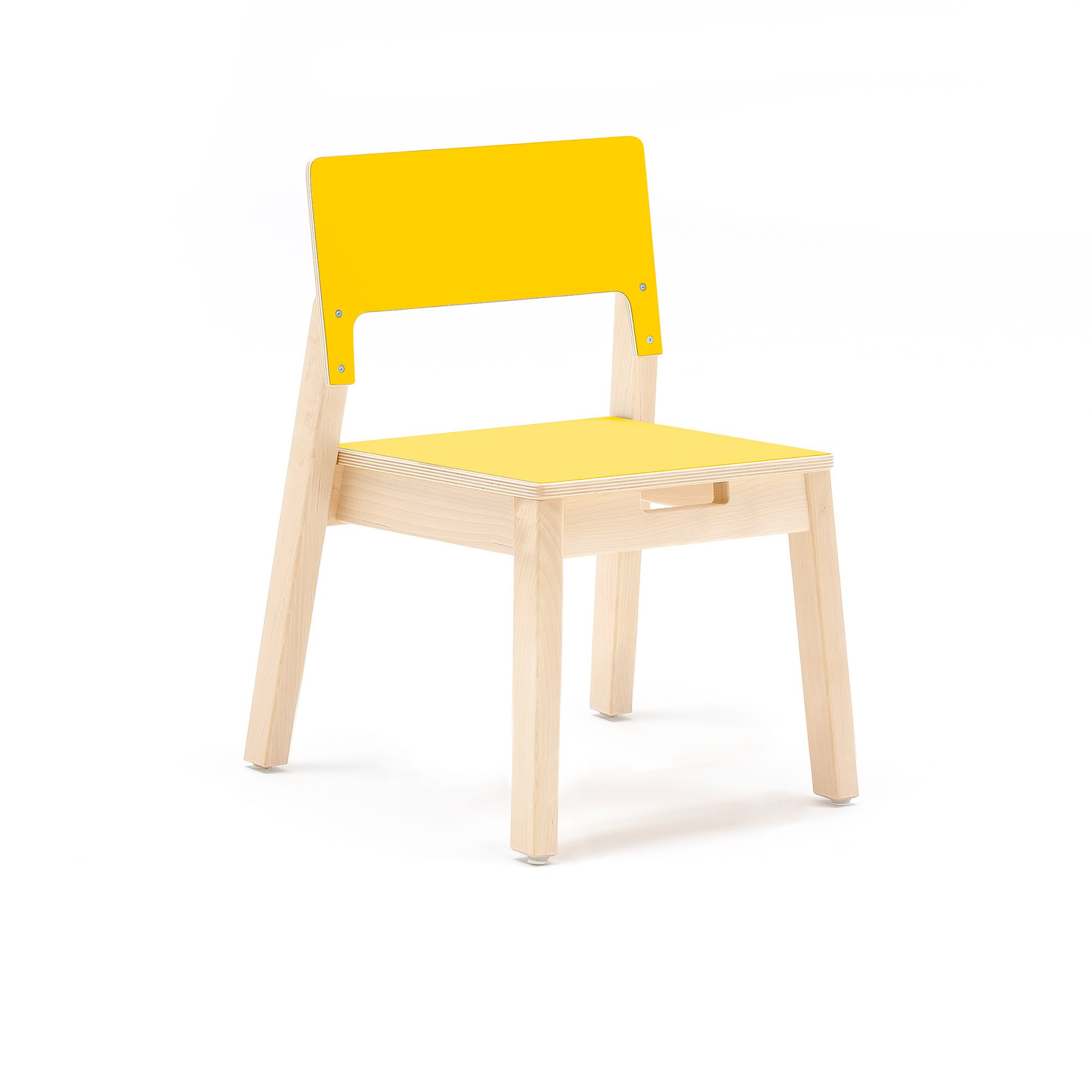 Children's chair LOVE, H 350 mm, birch, yellow laminate