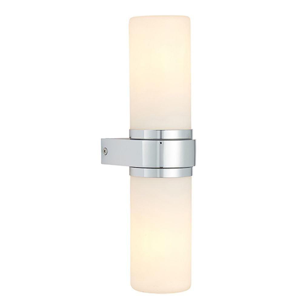 Endon 79922 Tal 2 Light Bathroom Wall Spotlight In Chrome Plate With White Glass