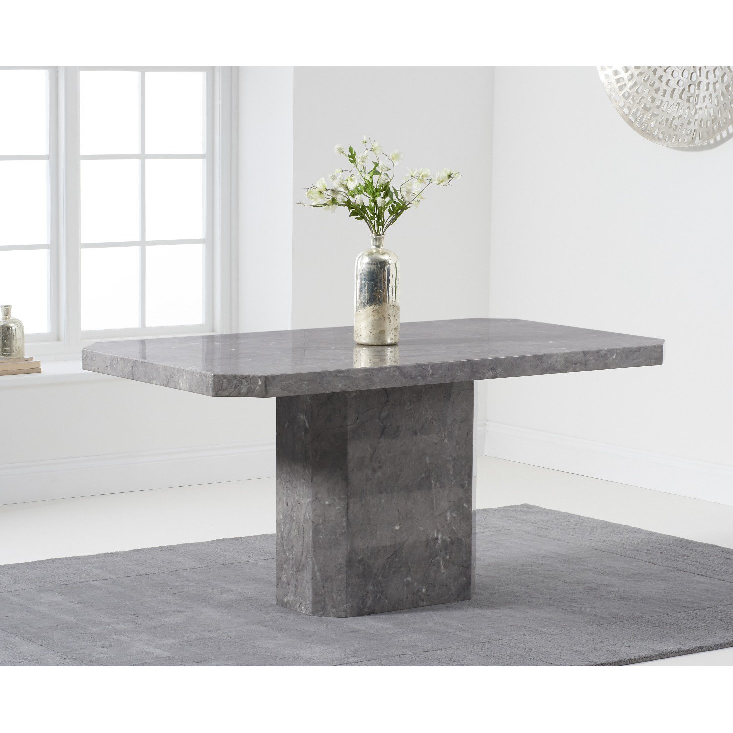 Belle 160cm Marble Grey Dining Table
