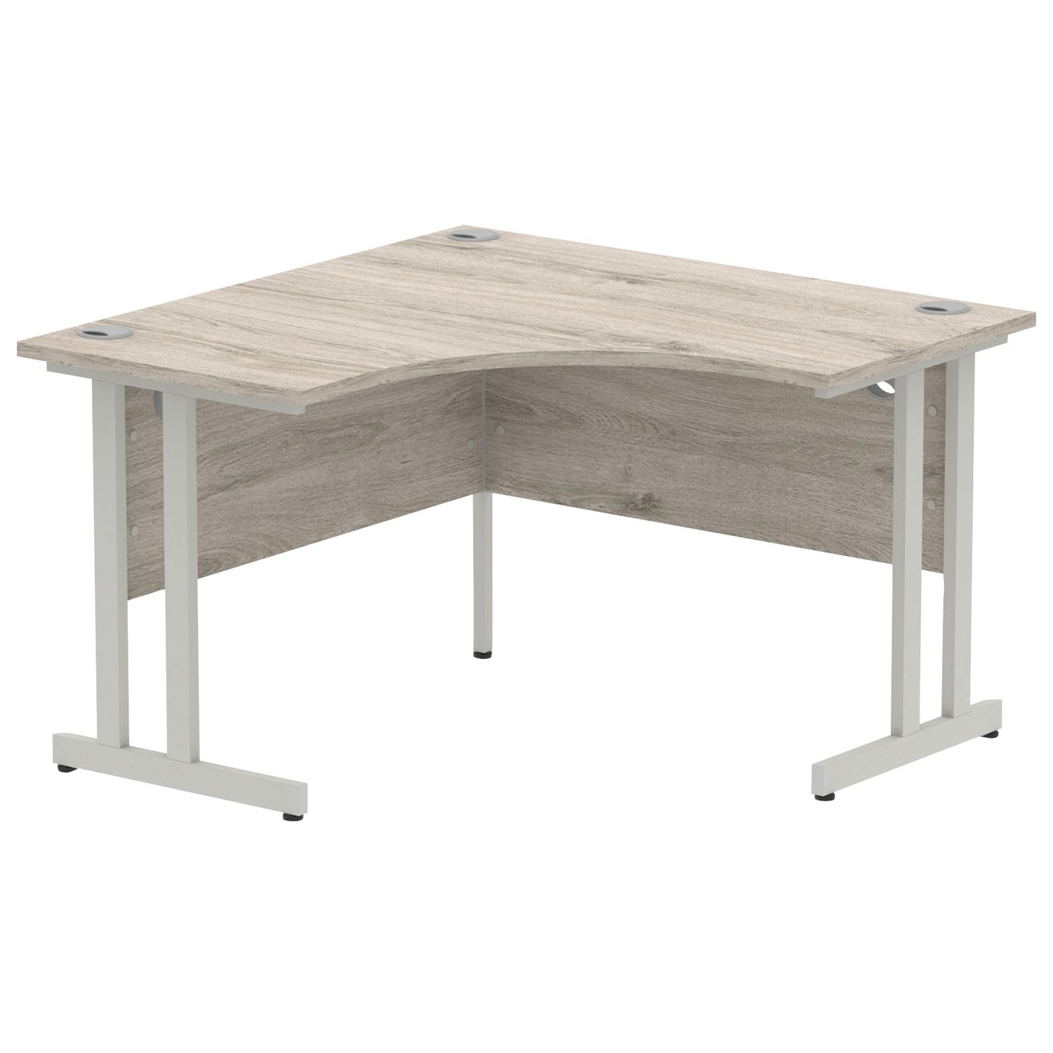 Vitali C-Leg Corner Desk (Silver Legs), Grey Oak