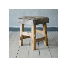 "Graham and Green Grey Cowhide Square Stool "