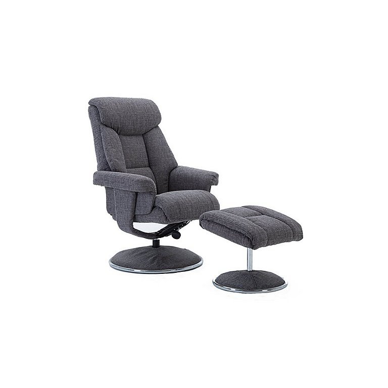Bruges Fabric Swivel Chair and Footstool - Lisbon Grey