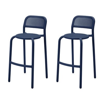 Toní Barfly Bar chair - / H 82.3 cm - Set of 2 / Perforated aluminium by Fatboy Blue