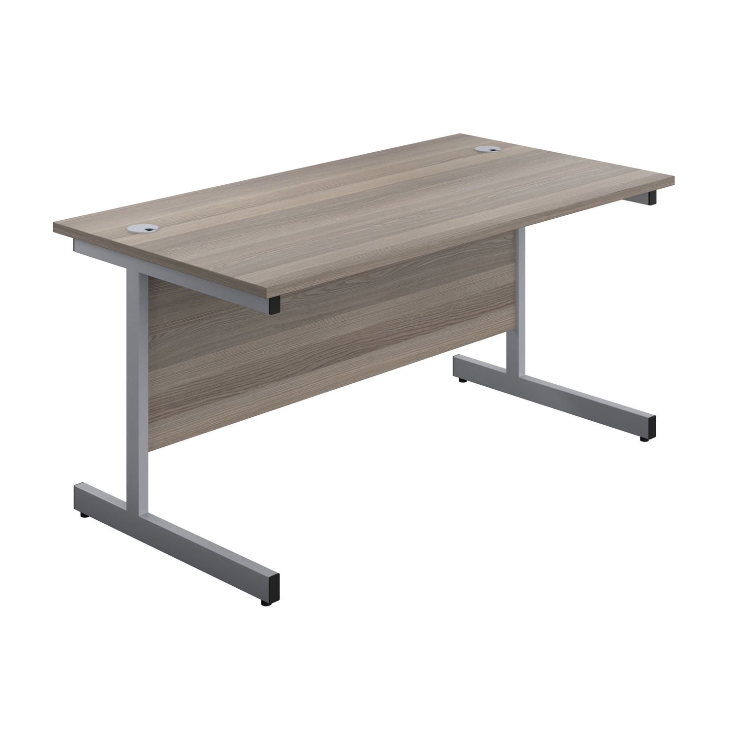 Proteus I Rectangular Desk, 140wx80dx73h (cm), Silver/Grey Oak