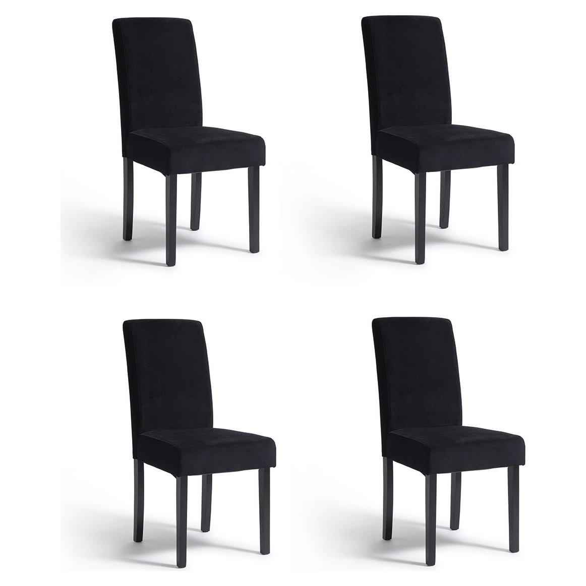 Argos Home 4 Midback Velvet Dining Chairs - Black