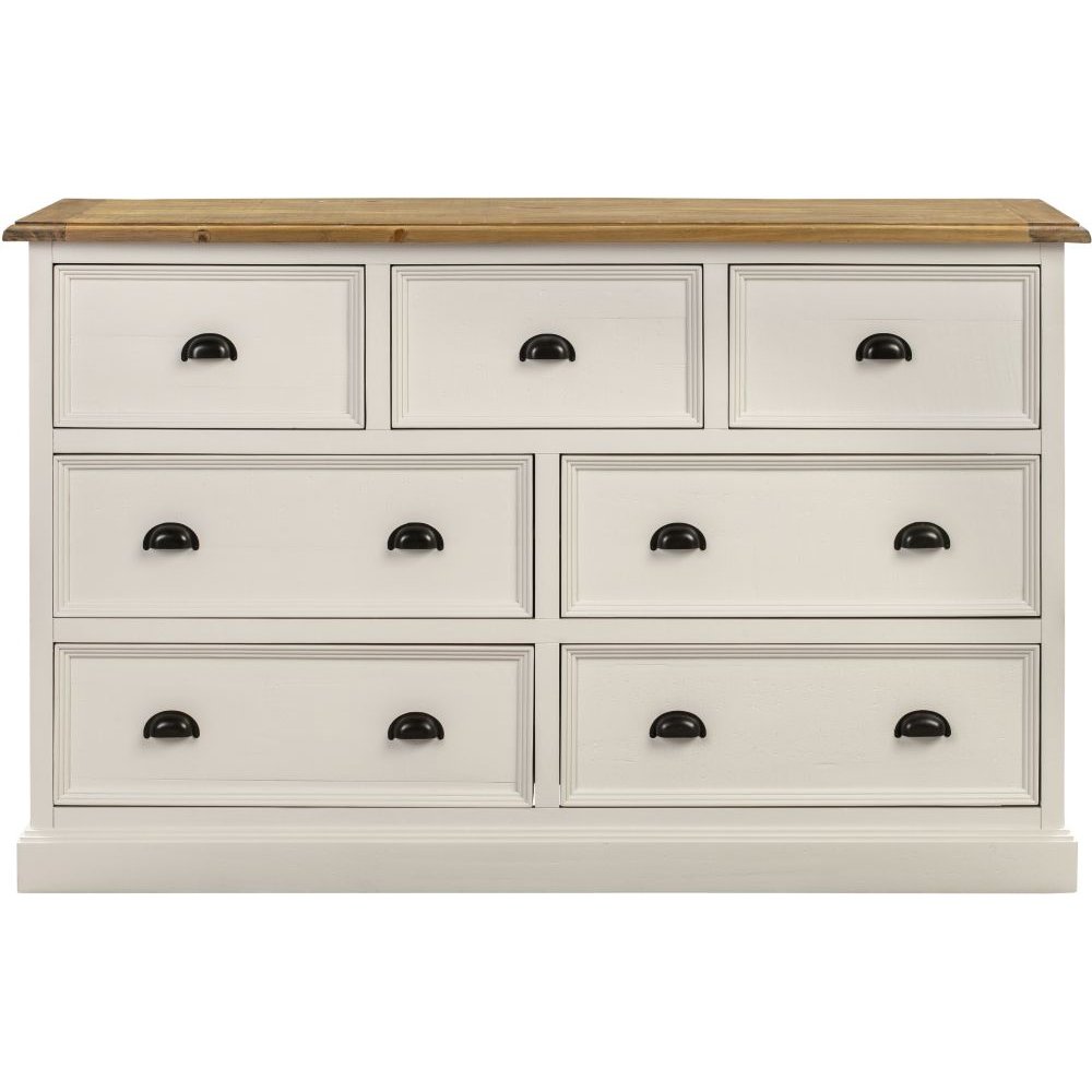 Farmhouse Painted 7 Drawer Wide Chest