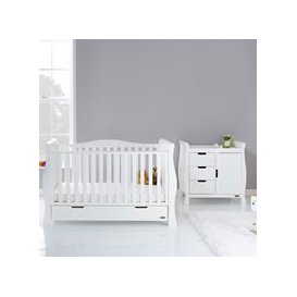 Obaby Stamford Luxe Cot Bed 2 Piece Nursery Furniture Set - Taupe Grey
