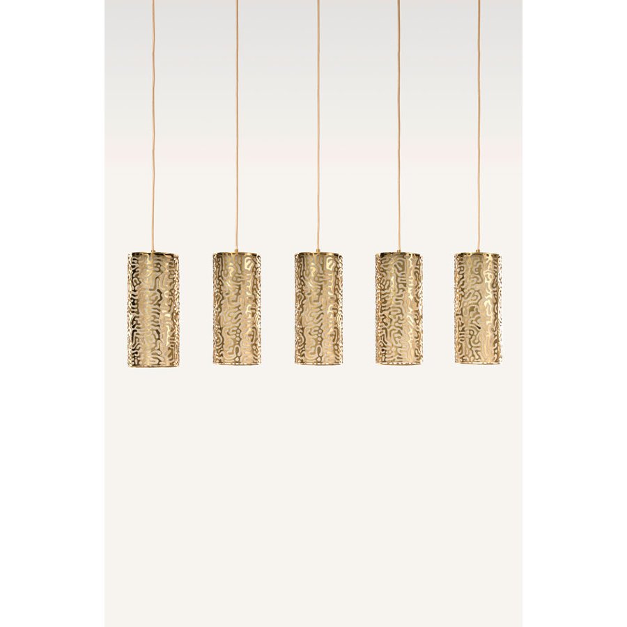 Moray Five Light Pendant Brass