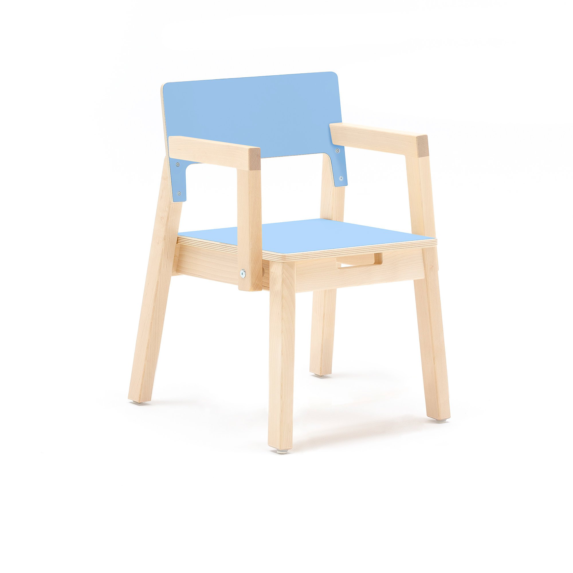 Children's chair LOVE with armrests, H 350 mm, birch, blue laminate
