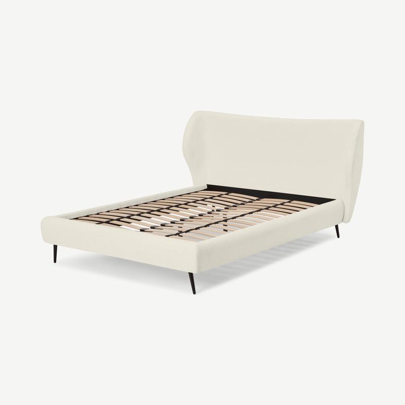 Topeka Double Bed, Whitewash Boucle by