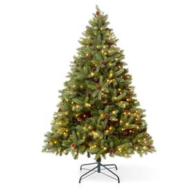 Extra Full Green Realistic Artificial Pine Christmas Tree with 300 LED Lights