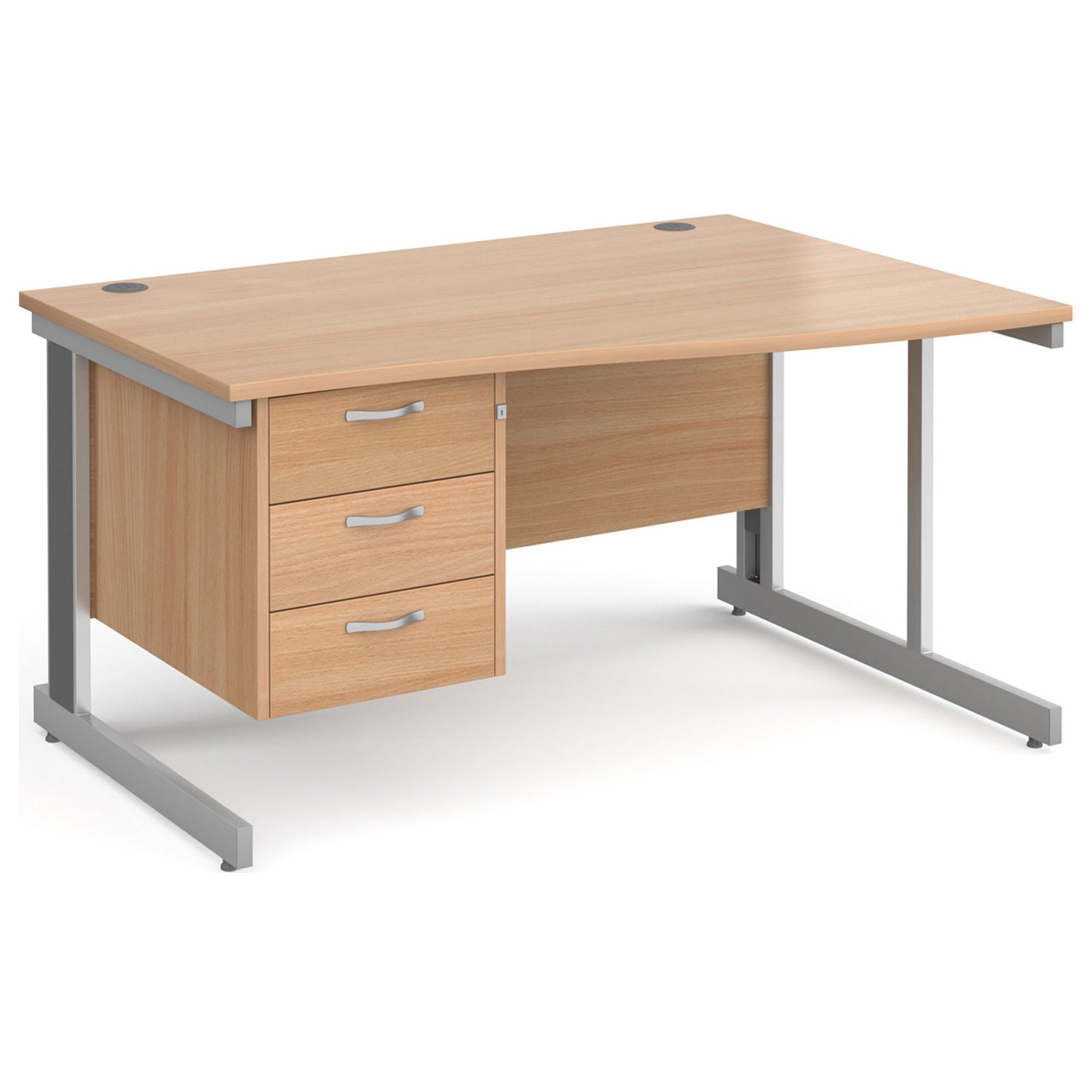 Tully Deluxe Right Hand Wave Desk 3 Drawers, 140wx99/80dx73h (cm), Beech