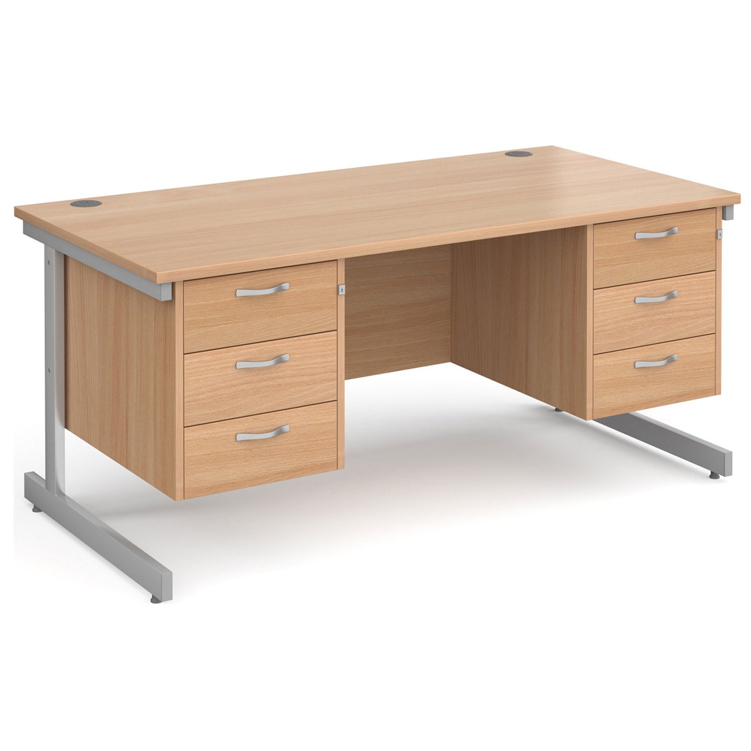 All Beech C-Leg Executive Desk 3+3 Drawers , 160wx80dx73h (cm)