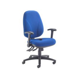 Orchid Deluxe Lumbar Pump Ergonomic Operator Chair With Folding Arms, Blue