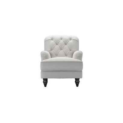 Snowdrop Button Back Small Armchair in Alabaster Brushed Linen Cotton - sofa.com