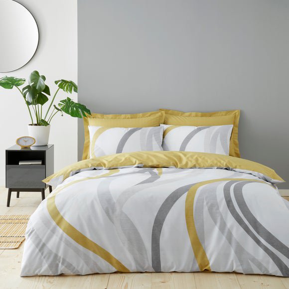 Mirage Ochre Reversible Duvet Cover And, Grey And Yellow Duvet Covers Queen Size