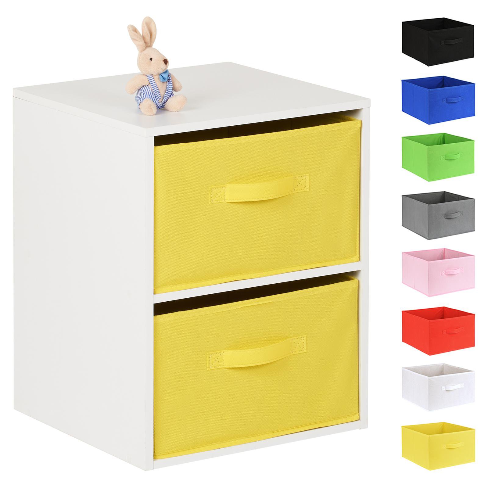 Hartleys White 2 Cube Kids Storage Unit & 2 Handled Box Drawers - Yellow