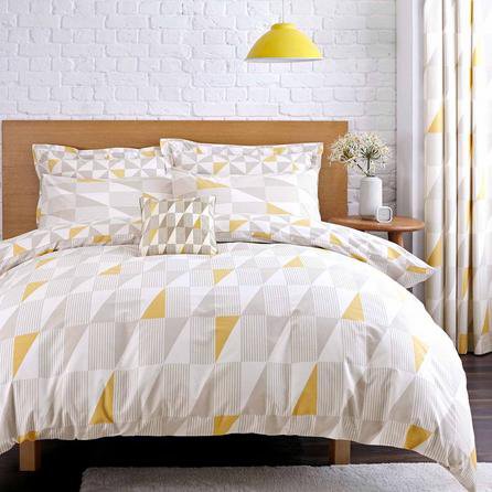 Elements Skandi Geometric Yellow Reversible Duvet Cover and Pillowcase Set Yellow