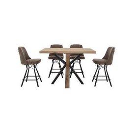 Habufa - Detroit Starburst Leg Rectangular Table and 4 Bar Stools - Taupe