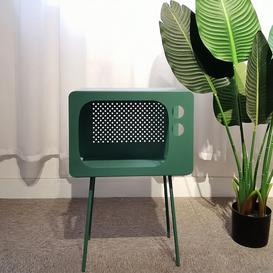 Stert Modern End Table in Television Shape Hollow Side Table in Fresh Green