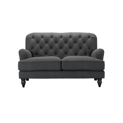 Snowdrop Button Back 2 Seat Sofa (breaks down) in Charcoal Brushed Linen Cotton - sofa.com