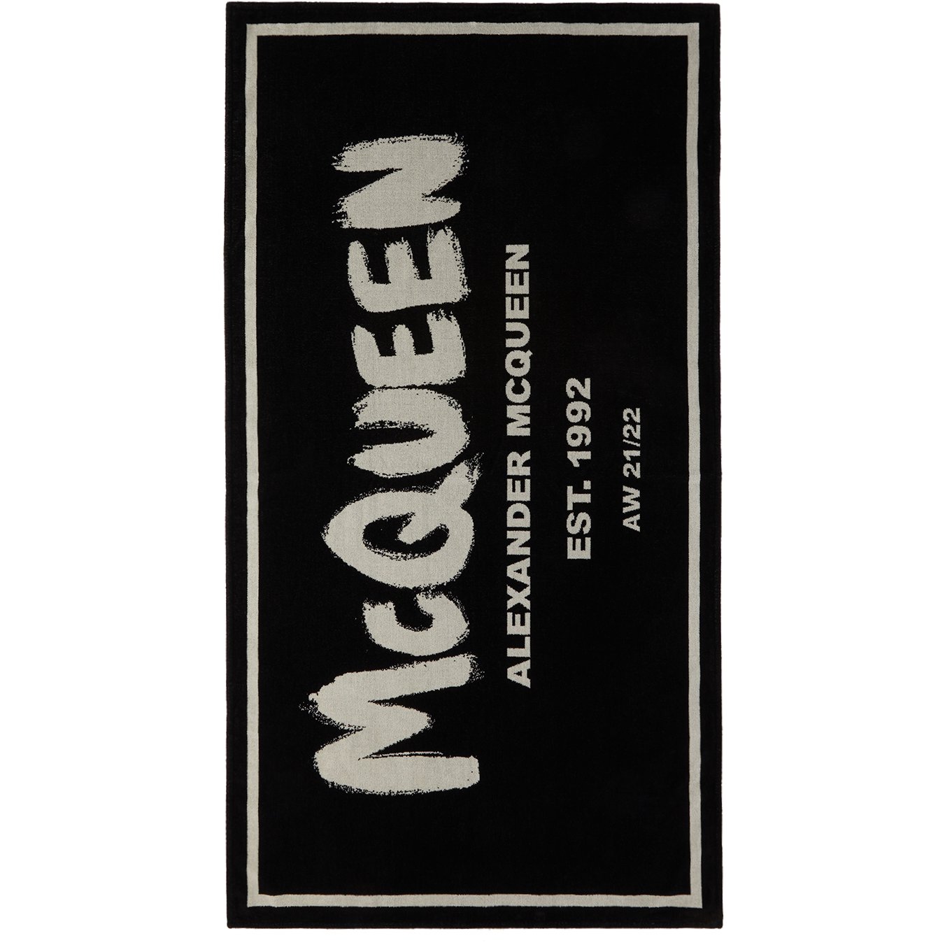Alexander McQueen Black 'McQueen' Beach Towel