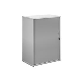 image-Single Door Wooden Tambour Cupboard, 2 Shelf - 80wx47dx109h (cm), White