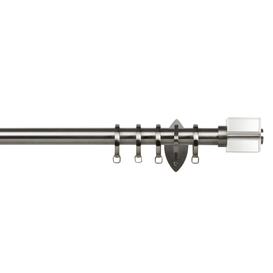 John Lewis & Partners Made to Measure Contemporary Straight Curtain Pole, Crystal Cube Finial