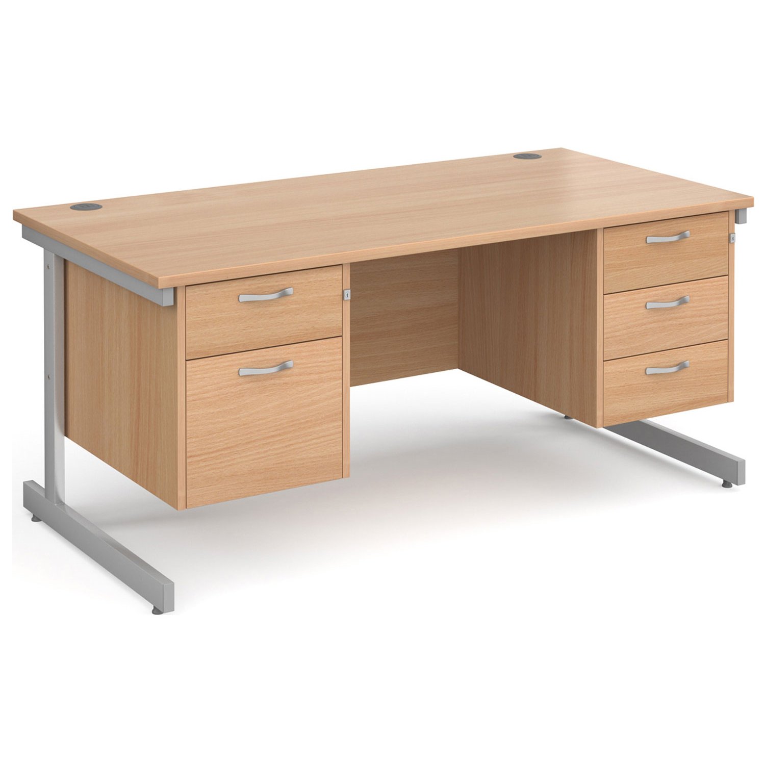 All Beech C-Leg Executive Desk 2+3 Drawers , 160wx80dx73h (cm)