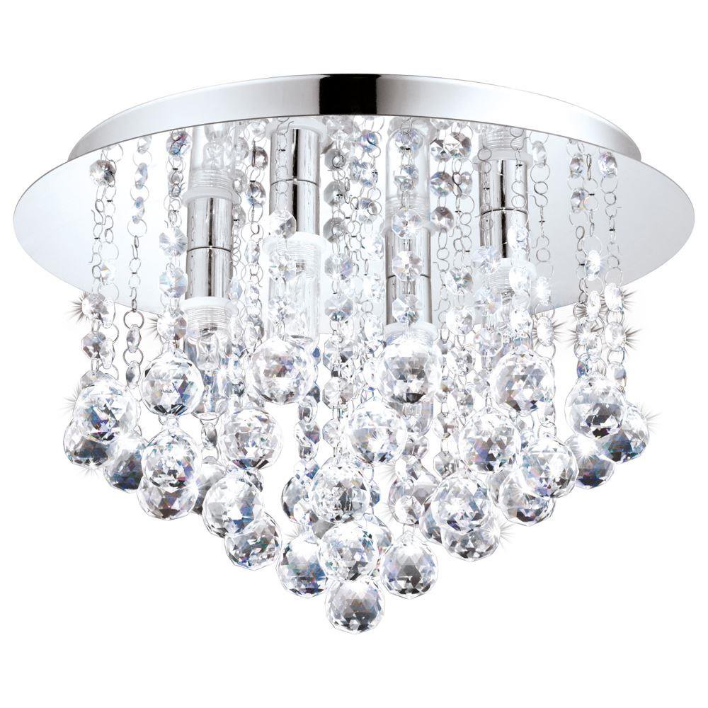 Eglo 94878 Almonte Semi Flush Bathroom  Light In Chrome And Crystals - Dia: 350mm