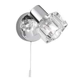 image-Searchlight 3761CC-LED Triton One Light Wall Spotlight In Chrome And Glass