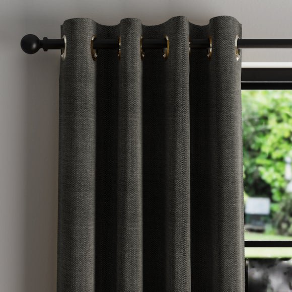 Dawson Graphite Thermal Eyelet Curtains Graphite (Grey)