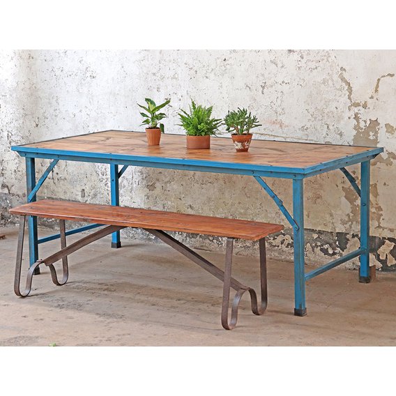 Industrial Style Folding Table - Extra Large Blue