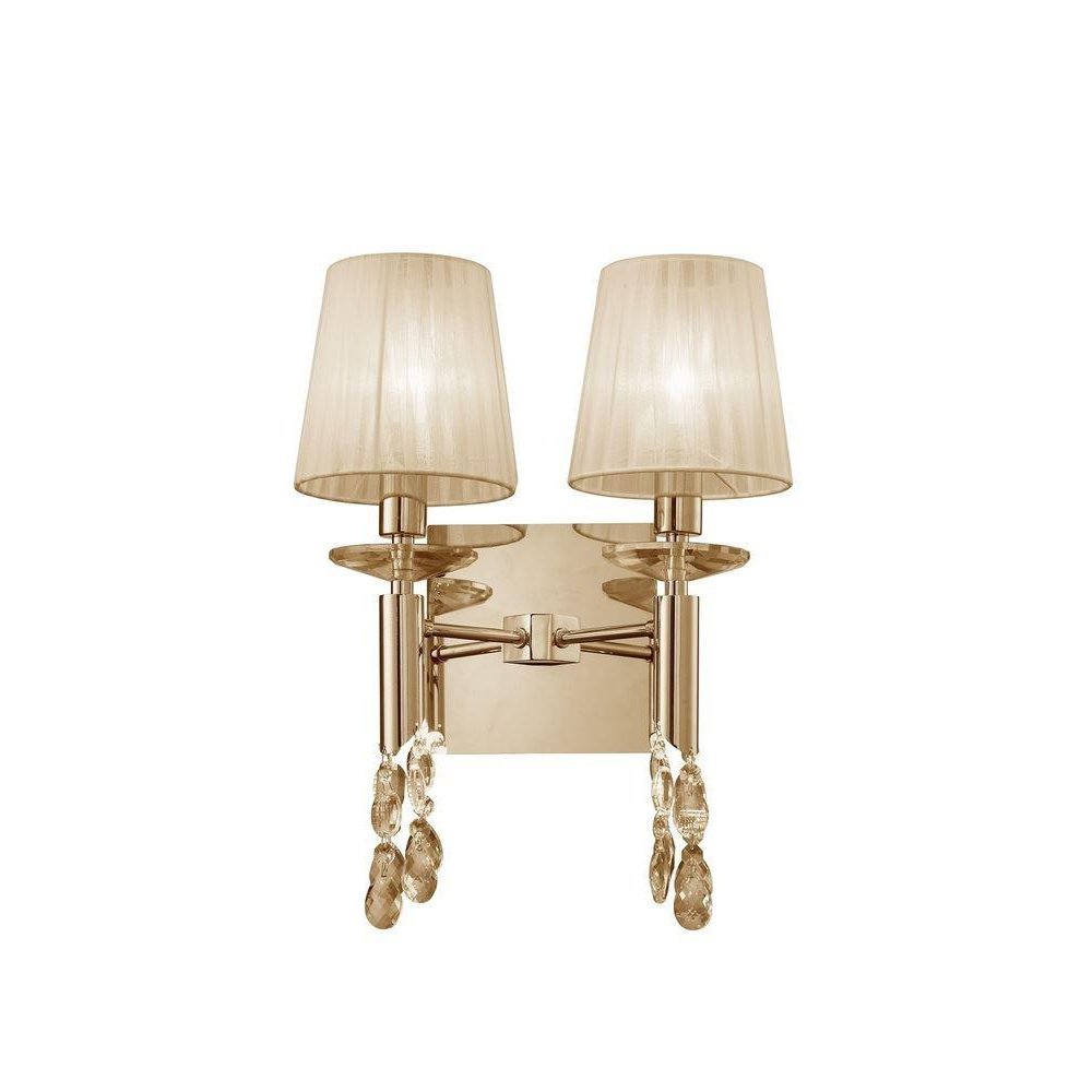 Mantra M3863FG/S Tiffany 2+2 Light Switched Wall Light In French Gold With Cream Shades