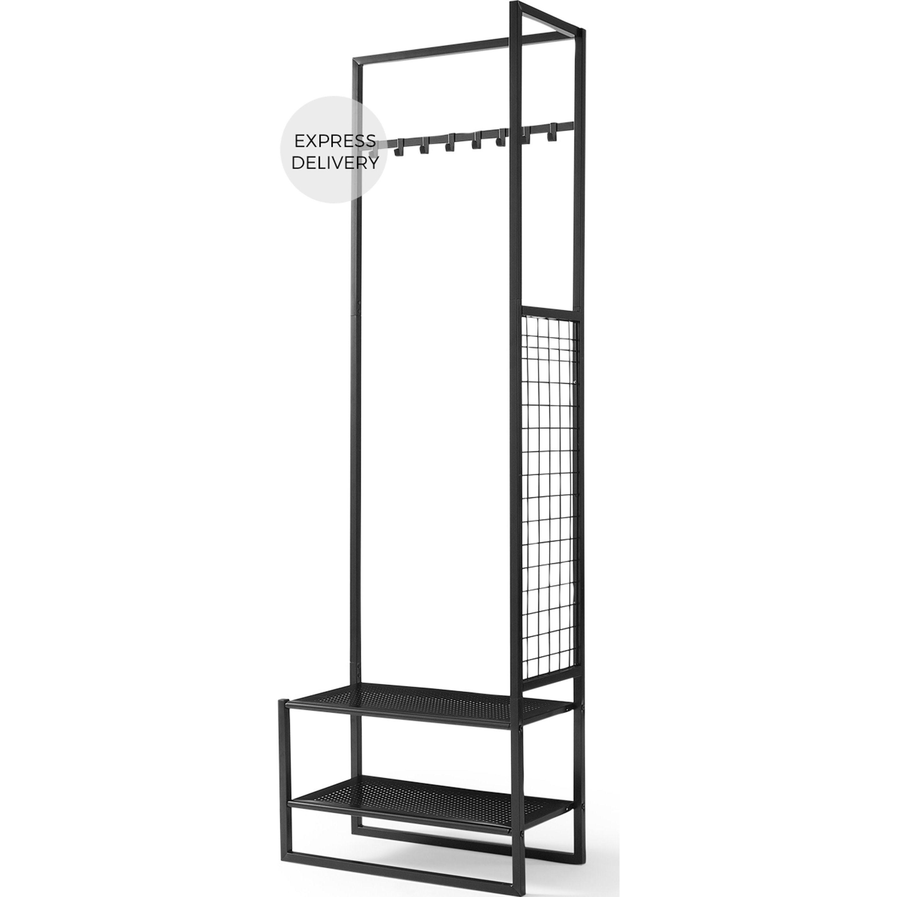 Hugin Coat Rack & Shoe Storage, Black by