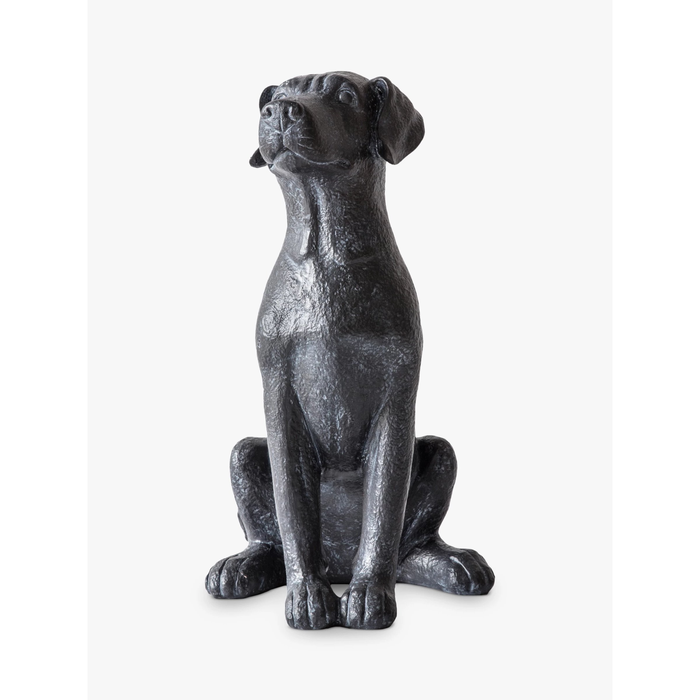 John Lewis & Partners Sitting Dog Garden Sculpture, H22cm, Grey