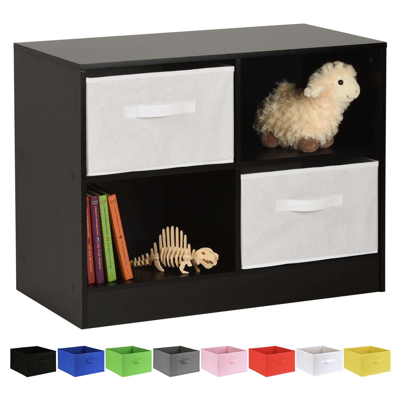 Hartleys Black 4 Cube Kids Storage Unit & 2 Handled Box Drawers - White